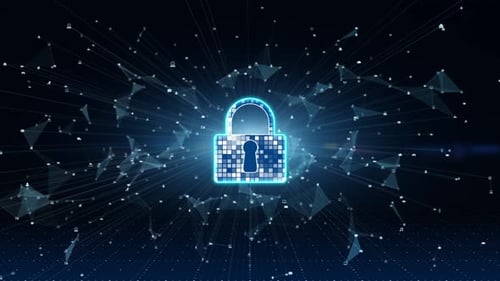 Futuristic Digital Padlock Security Network Reveal