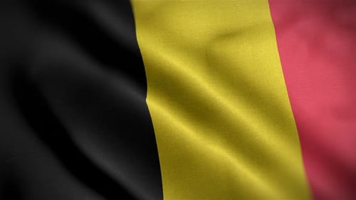 Realistic Waving Belgium National Flag Loop Animation