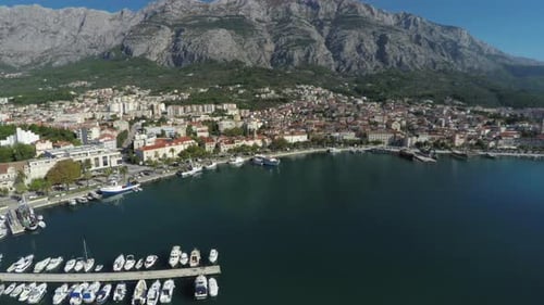 Aerial view of the city and the seaport