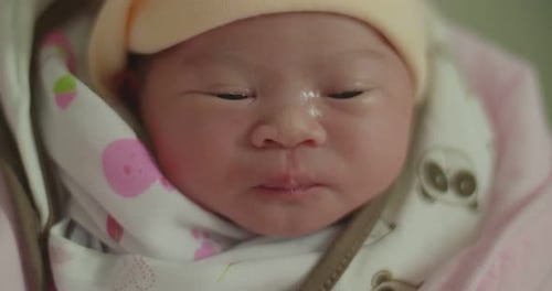 Precious Newborn Baby Wrapped Snugly in Blanket