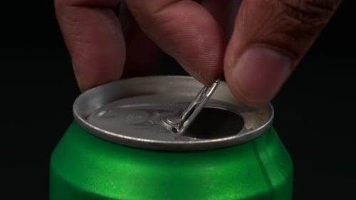 Soda Can Opens, Close Up View