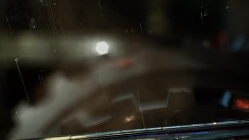 Realistic Rain on Window Glass Overlay with Atmospheric Steam