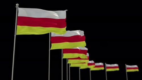 Realistic Animation of Multiple Striped Flags Waving in Wind