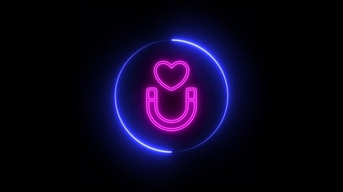 Animated Neon Heart Symbol Reveal in Glowing Circle
