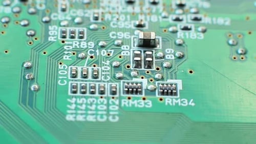 Close-Up of Green Printed Circuit Board