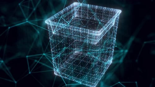 Rubbish Bin Hologram Close Up 4k