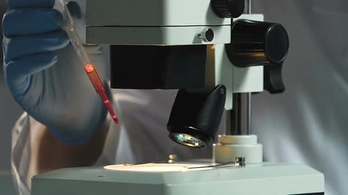 Untersuchung von Bluttropfen unter dem Mikroskop, Analyse auf Viren, AIDS, Hormone