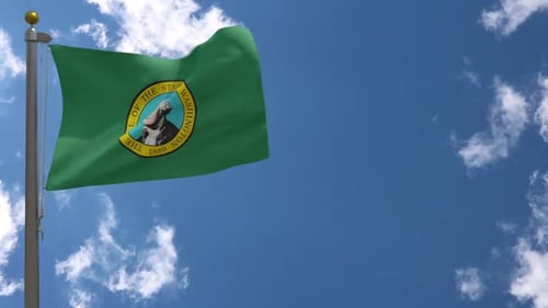 Realistic Washington State Flag Waving Seamless Loop Animation