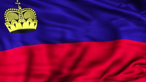 Liechtenstein National Flag Waving in Realistic Fabric