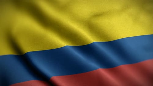 Colombia Flag Closeup Blowing In Wind