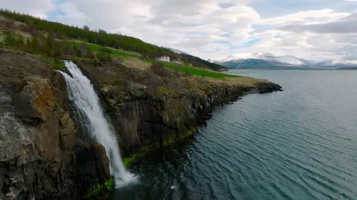 Beautiful Aerial Nature Near Akureyri Town in North Iceland