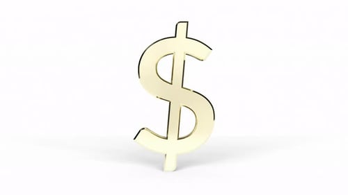 Golden Dollar Sign Shatters into Reflective Fragments