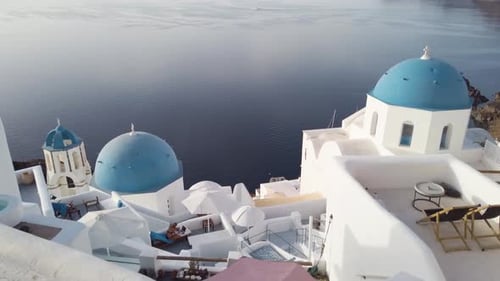 White Belfries Santorini Island Greece