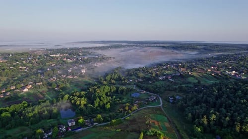 Fog Covers the Village in the Valley