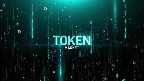 Token Market Cryptocurrency Binary Matrix Digital Animation