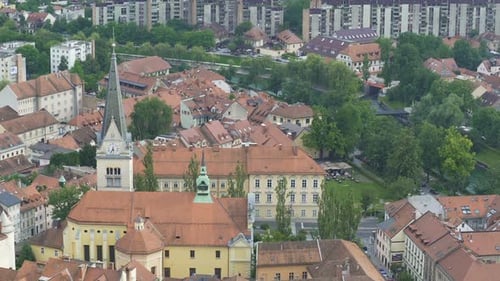 Ancient Architecture in Old European City of Ljubljana Slovenia