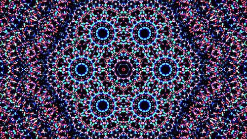 Abstraktes Kaleidoskopmuster mit vollen Farben. Magisches Mandala. 4k