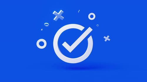 Checkmark 3d Icon on a Simple Blue Background Seamless Animation Loop