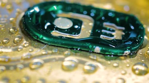 Extreme Close-Up of Cold Drink Can Top