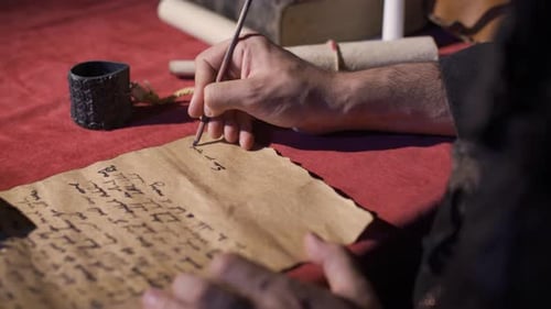 Writing on Parchment with Quill and Ink