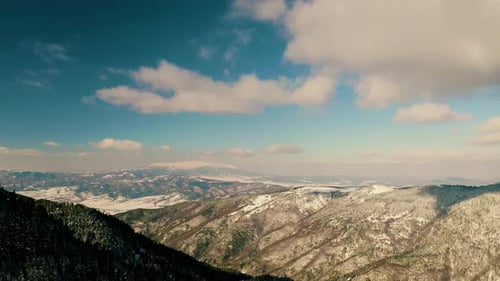 Snowy Mountains Landscape Aerial View