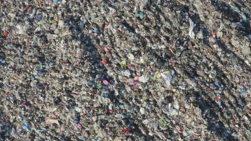 Aerial View of Large Landfill with Plastic Waste