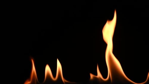 Close up fire flames isolated on black background