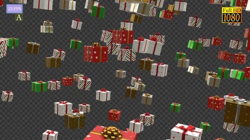Falling Festive Gift Boxes Alpha Channel Overlay