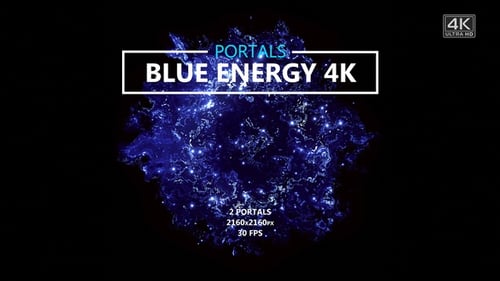Abstract Blue Energy Portal Effect with Glowing Particles