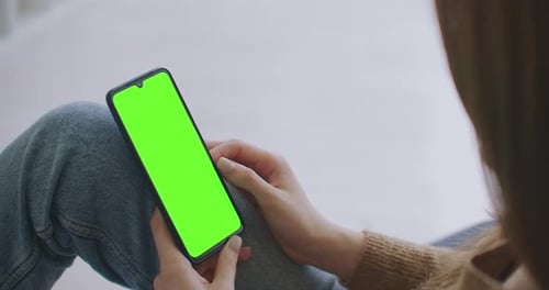 Phone with Green Screen and Chroma Key Closeup. Chromakey Mockup with Tracking Markers and Alpha