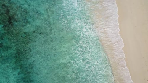 Drone View Still Lagoon Waves Beach