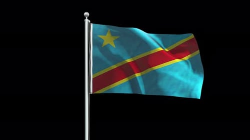 Democratic Republic of Congo Flag Waving with Alpha Channel