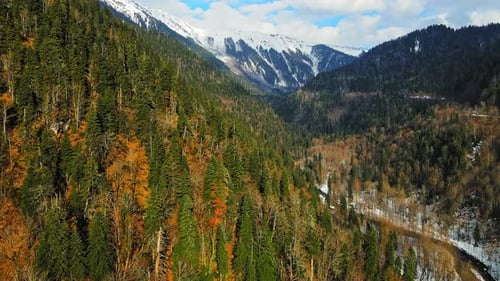 Aerial View of the Lashpsy River Valley Which Flows Into the Lake Ritsa