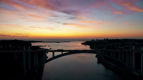 Traffic in the Bridge at sunset