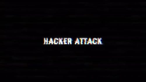 Texto de falla de Hacker Attack con ruido y fondo vhs