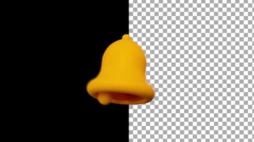 3D Animated Yellow Notification Bell Icon Ringing