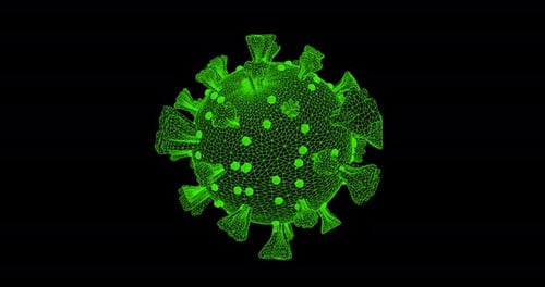 Animation of macro Coronavirus Covid-19 cells floating in a vein. 4k