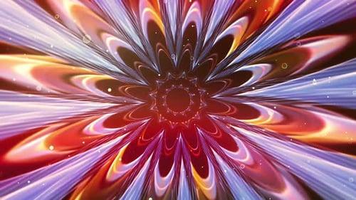 Colorful Glowing Abstract Geometric Petal Loop Background