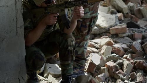 Snipers Waiting with Shotguns in Destroyed Building