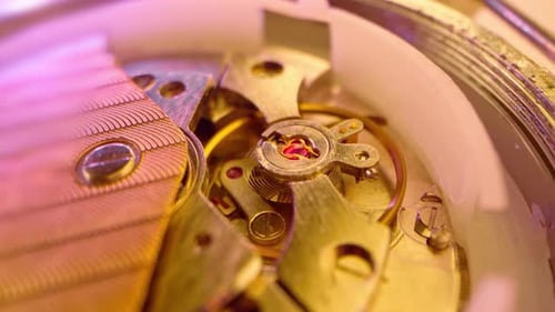 Close Up of Watch Mechanism Working