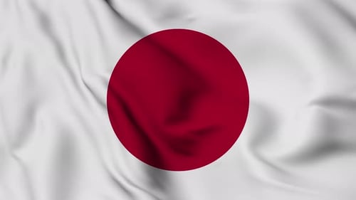 Realistic Japan National Flag Waving Seamless Loop Animation