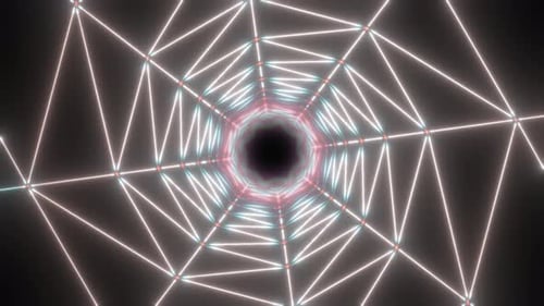 3D Motion Design HiTech Neon Tunnel Loop Motion Background Fly Throw Space Time Loop