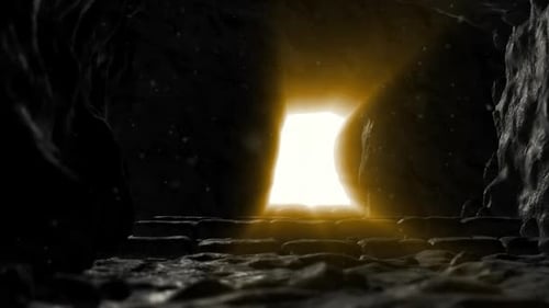 Dark Cave Opening Revealing Bright Spiritual Light