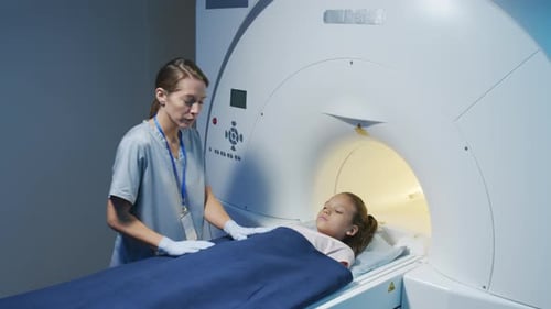 Girl in MRI Scanner