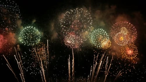 Vibrant Fireworks Exploding in the Night Sky
