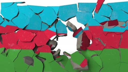 Crushing Concrete Wall with Flag of Azerbaijan