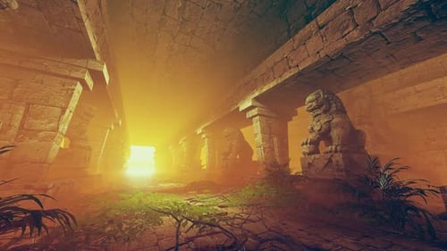 Stone Tunnel With Sculptures