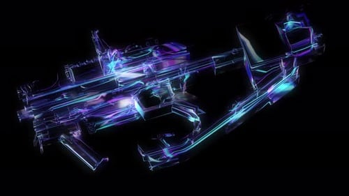 Futuristic Holographic Weapon with Glowing Neon Lights