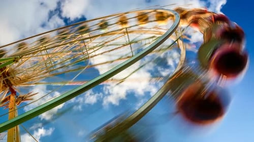 Ferris wheel in amusement park 4k timelapse