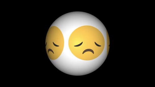 Rotating Sad Face Emoji Sphere Animation